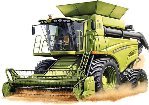 A picture of a harvesting combine